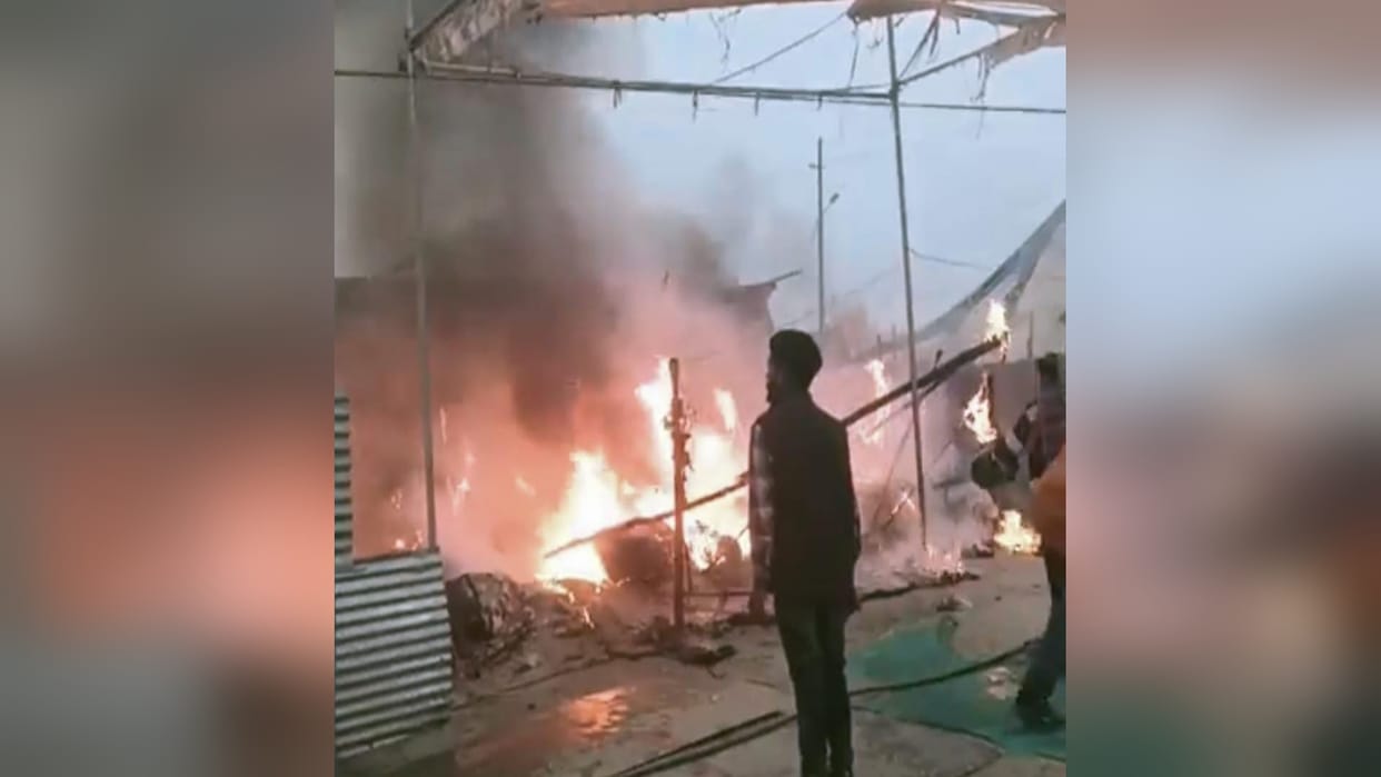 Fire broke out in the Kishori camp in Sector 6 during the Magh Mela; the fire brigade brought the fire under
