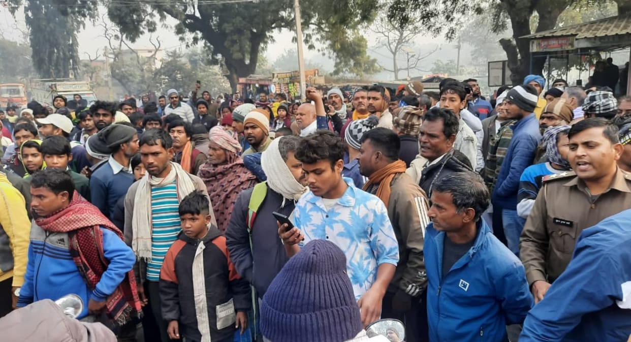 chapra youth stabbed to death village tension road blockade police investigation