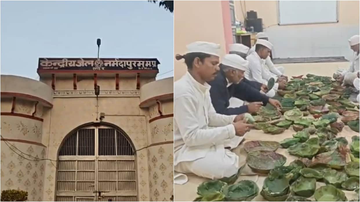 Narmadapuram News: On Narmada Jayanti, prisoners craft eco-friendly leaf lamps for green Deepdaan