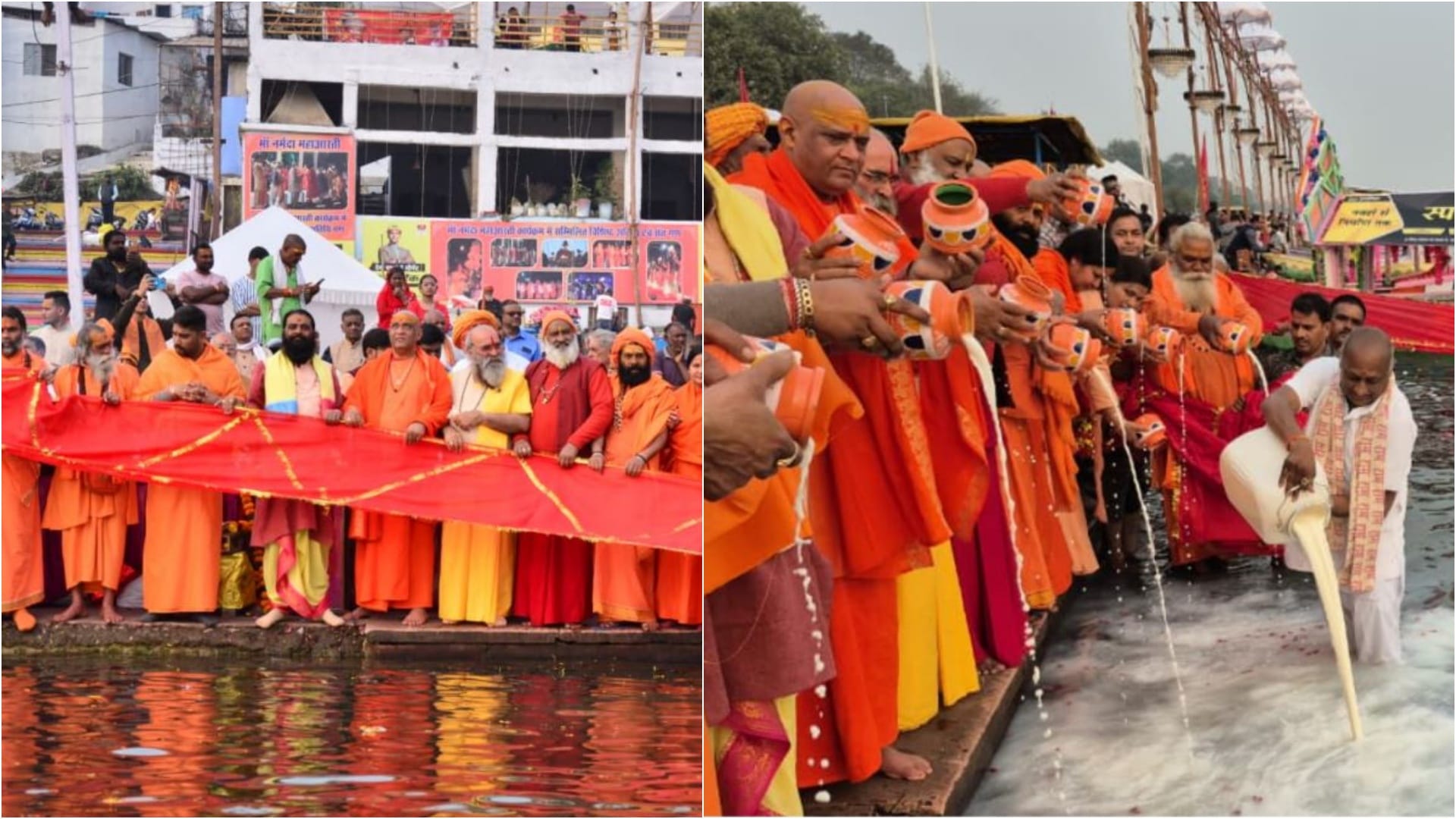 मां नर्मदा को 1100 फुट लंबी चुनरी चढ़ाई