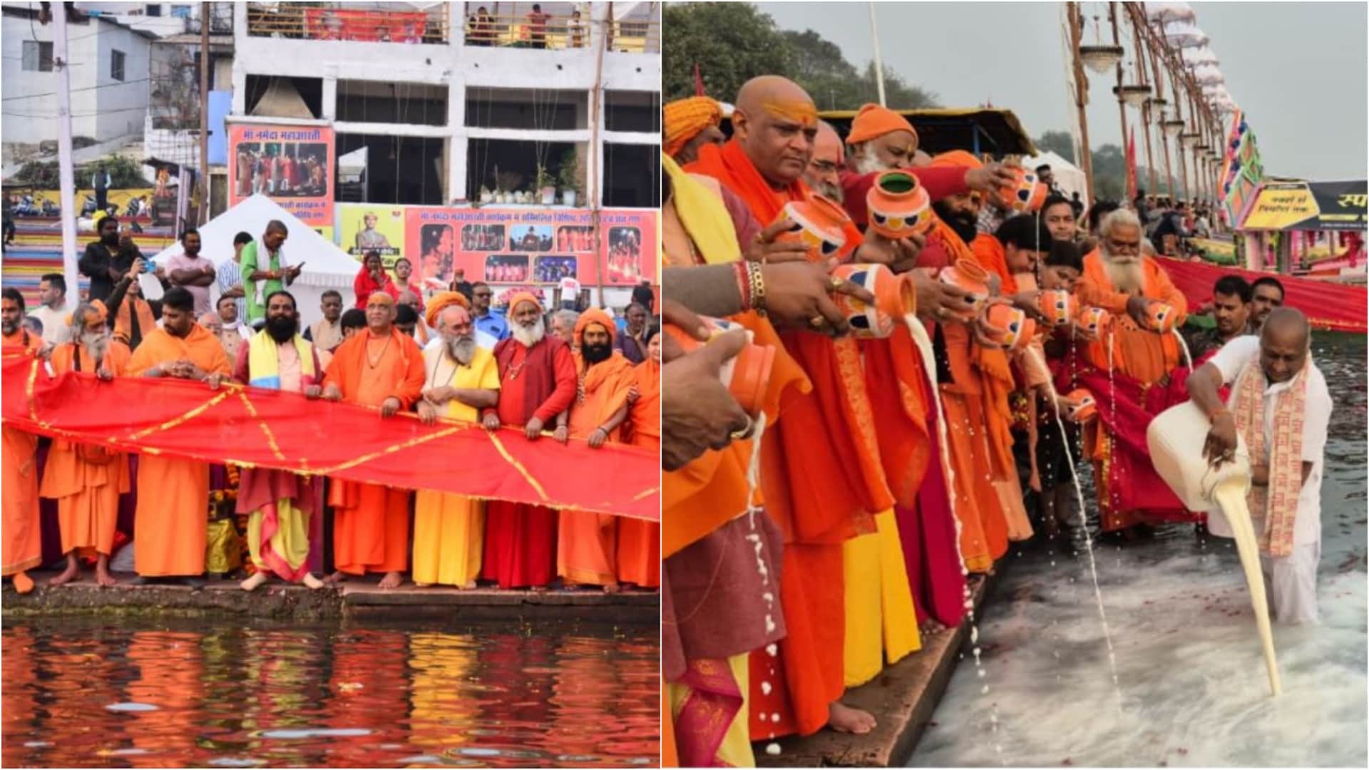 मां नर्मदा को 1100 फुट लंबी चुनरी चढ़ाई