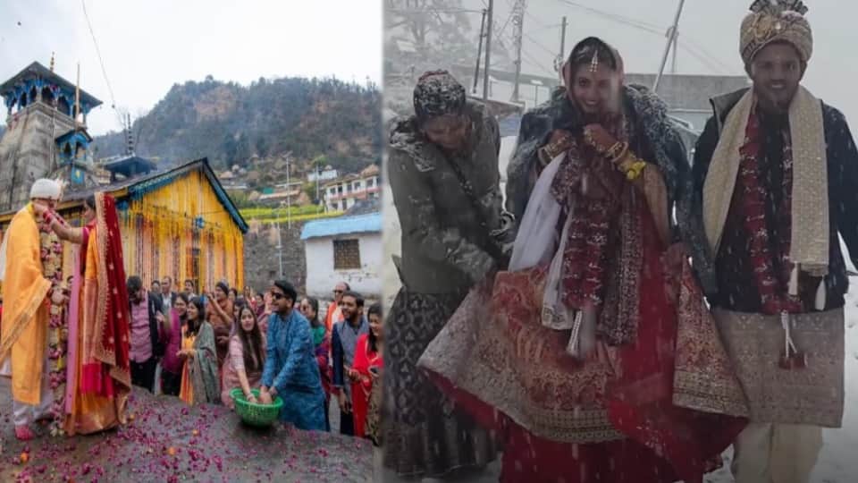 Weddings Held Amid Snowfall at Triyuginarayan Temple, Meerut Couple Goes Viral