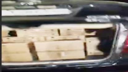 Liquor worth Rs 1 lakh being smuggled in a car seized in Surguja one smuggler arrested in Ambikapur