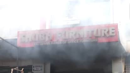 massive fire broke in furniture shop Hyderabad one woman died five people trapped rescue operations underway