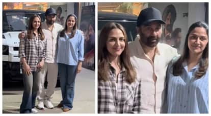 sunny deol viral video with sister ahana and esha during border 2 screening