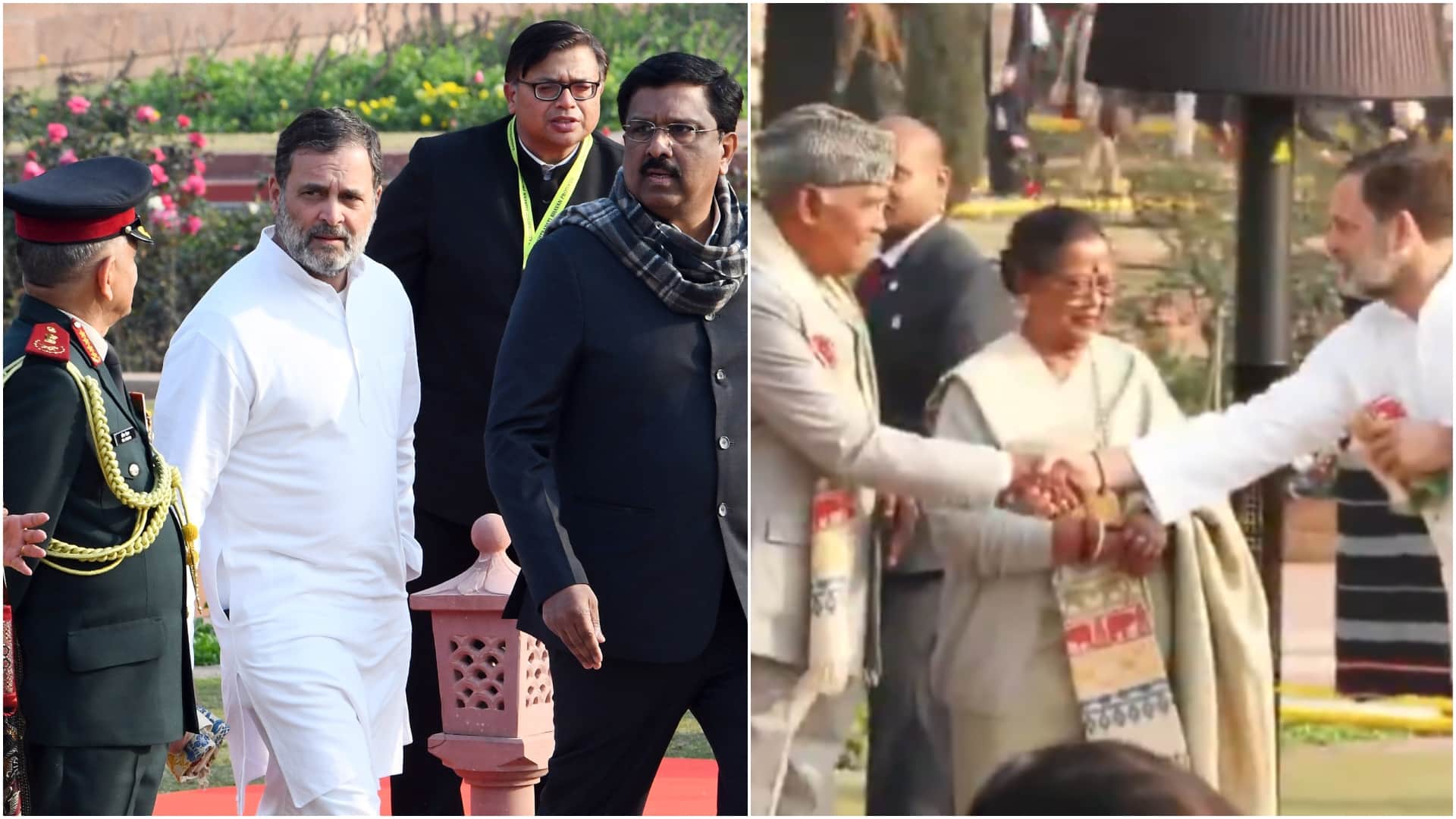 77th Republic Day Rashtrapati Bhavan At Home reception Droupadi Murmu PM Modi Rahul gandhi Vice President