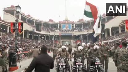 Attari wagah border retreat ceremony on Republic day 2026 BSF solider pared