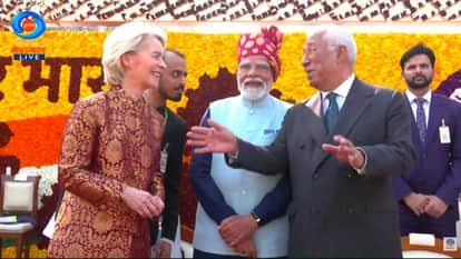 Republic Day 2026 European Commission President Ursula Von Der Leyen Brocade Sherwani Look Photos