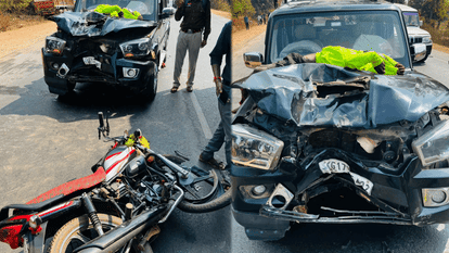 massive collision between Scorpio and bike resulted in death of motorcyclist on spot