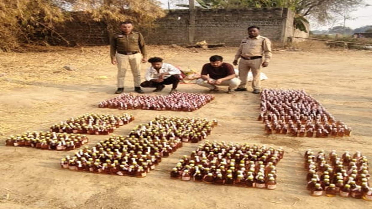 A huge cache of illegal liquor was seized in Kharora, police arrested three accused