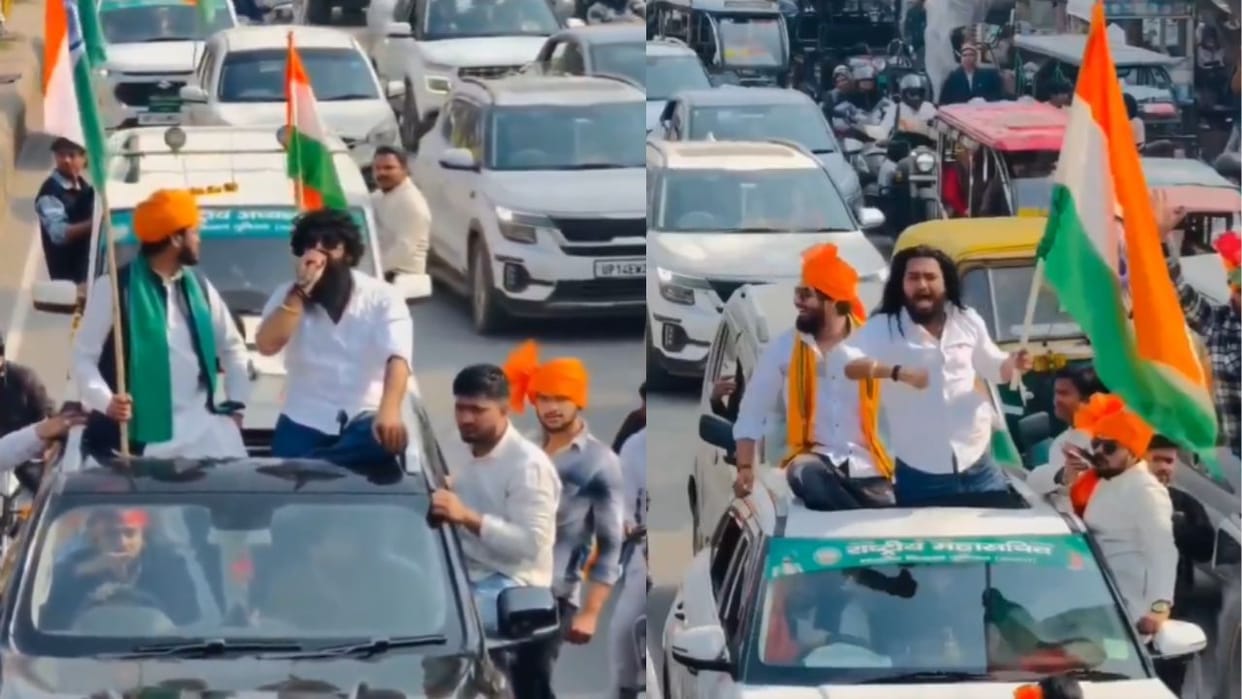 Video of Hindu Raksha Dal worker abusing through loudspeaker in farmers tractor parade in Ghaziabad