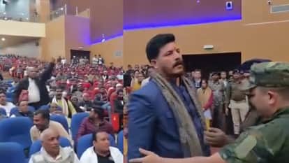 Bihar : protest against Jansuraj party Ramadhar Singh Land mafia Vijay Sinha ordered exit program gaya bihar