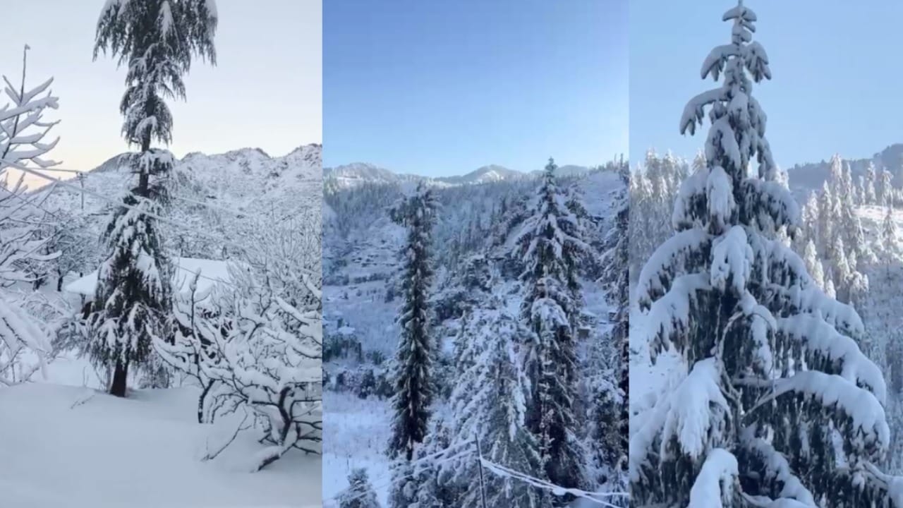 बर्फ से लकदक हुए हिमाचल के पहाड़।