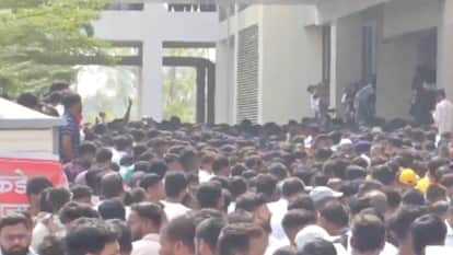 Maharashtra Ajit Pawar plane crash crowd outside hospital in Baramati NCP Supporters pay last respects photos