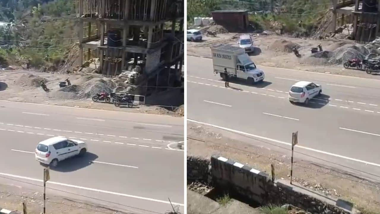 किरतपुर-नेरचौक फोरलेन पर खतरनाक स्टंट।