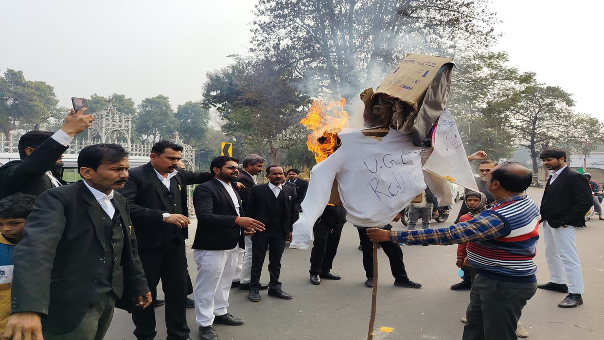 Prayagraj: Students and teachers protest against UGC, say government is trying to create divisions