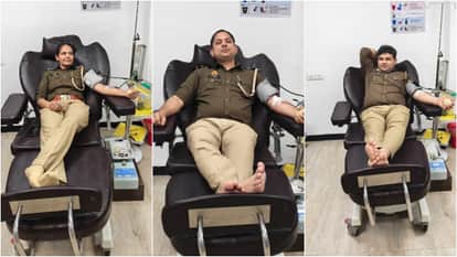 lady police cops donate blood for a victim girl in Bareilly