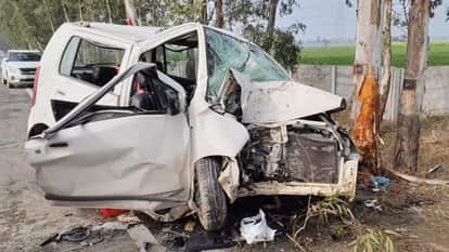 Accident on NH 152D in Kaithal: Car collides with tree after an animal suddenly appeared in its path