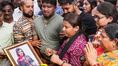 Pinky Mali funeral Inconsolable family friends bid farewell to flight attendant  Ajit Pawar plane crash