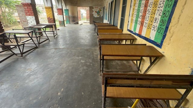 Children play marbles at government school in Gokalpur 500 students on paper only 10 found teacher absent