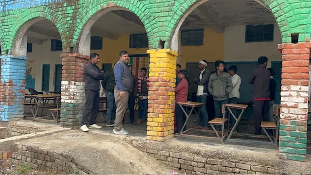 Children play marbles at government school in Gokalpur 500 students on paper only 10 found teacher absent
