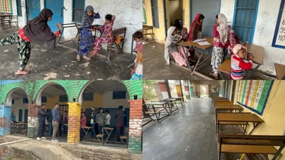 Children play marbles at government school in Gokalpur 500 students on paper only 10 found teacher absent