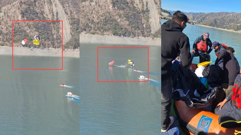Two paragliders fell into Tehri Lake after losing control during a competition SDRF rescued them