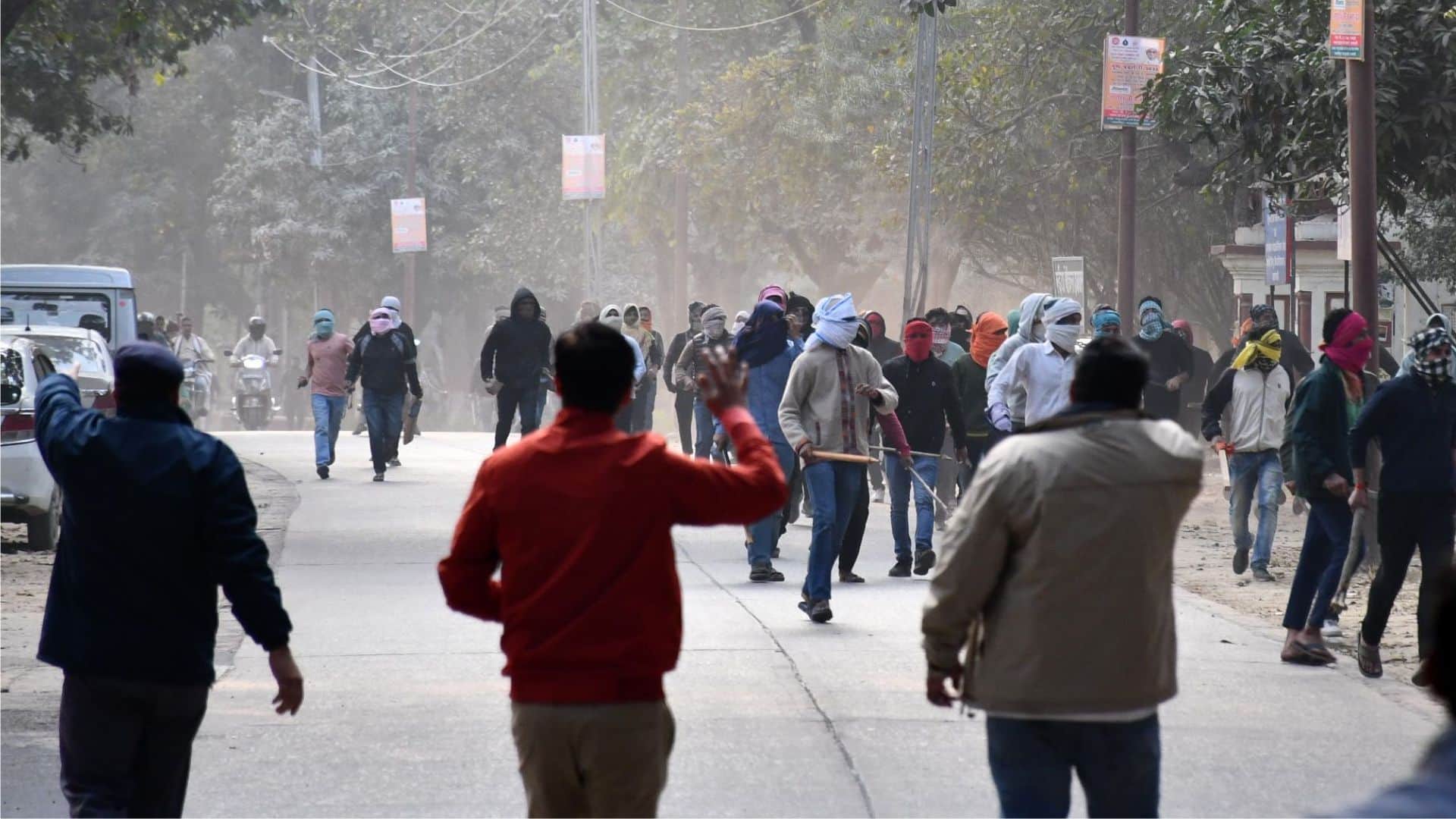 BHU 10 pictures of unrest Stone and bricks thrown between two groups of students in varanasi