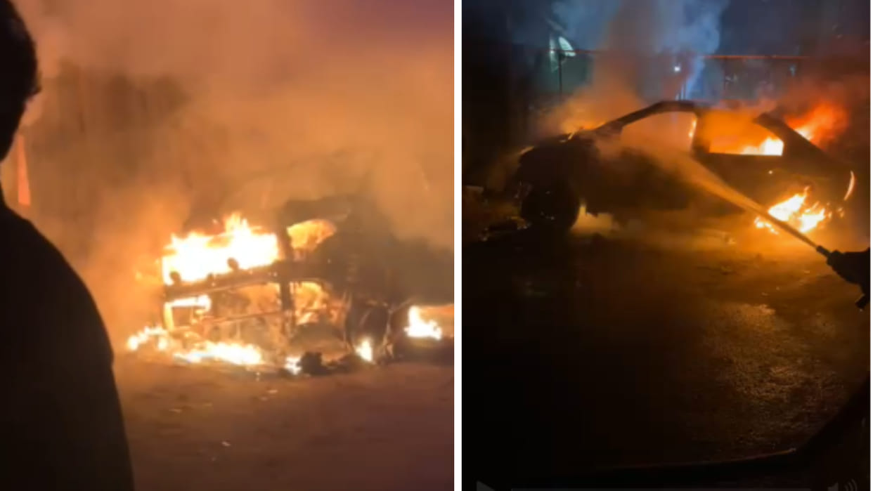 A massive fire broke out at an automobile shop on Jail Road, gutting seven cars; foul play suspected.