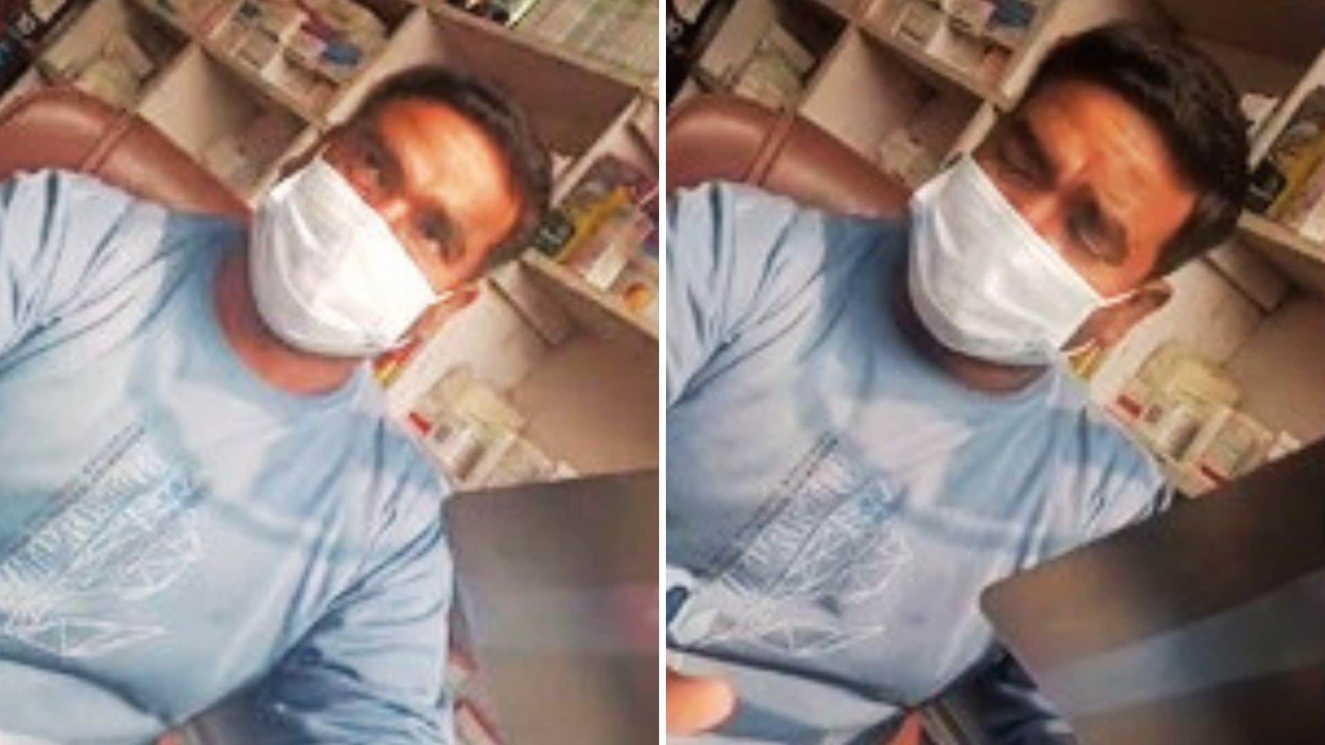 मेडिकल स्टोर पर बैठा युवक।