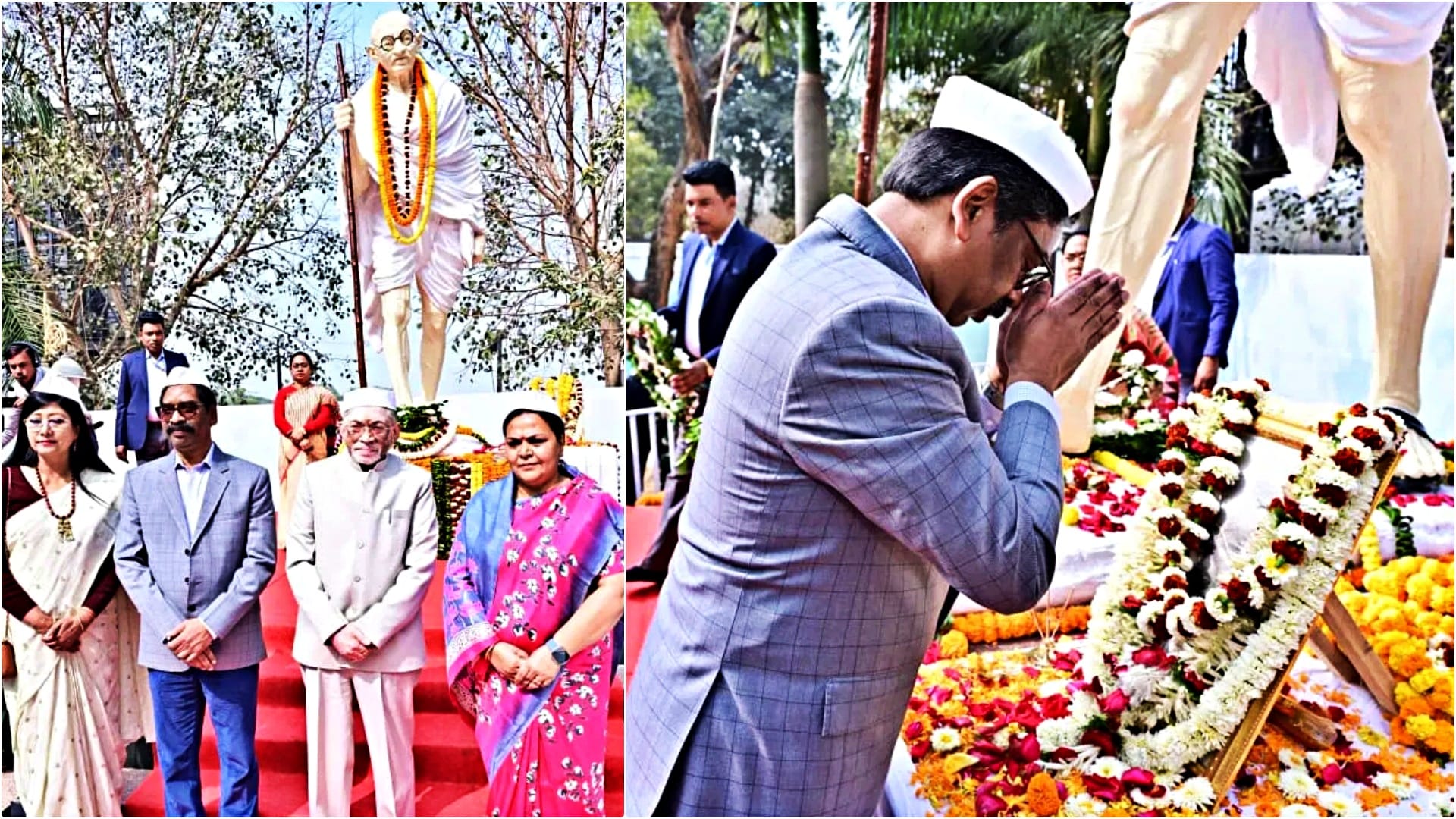 राष्ट्रपिता महात्मा गांधी की पुण्यतिथि पर उपस्थित राज्यपाल और सीएम