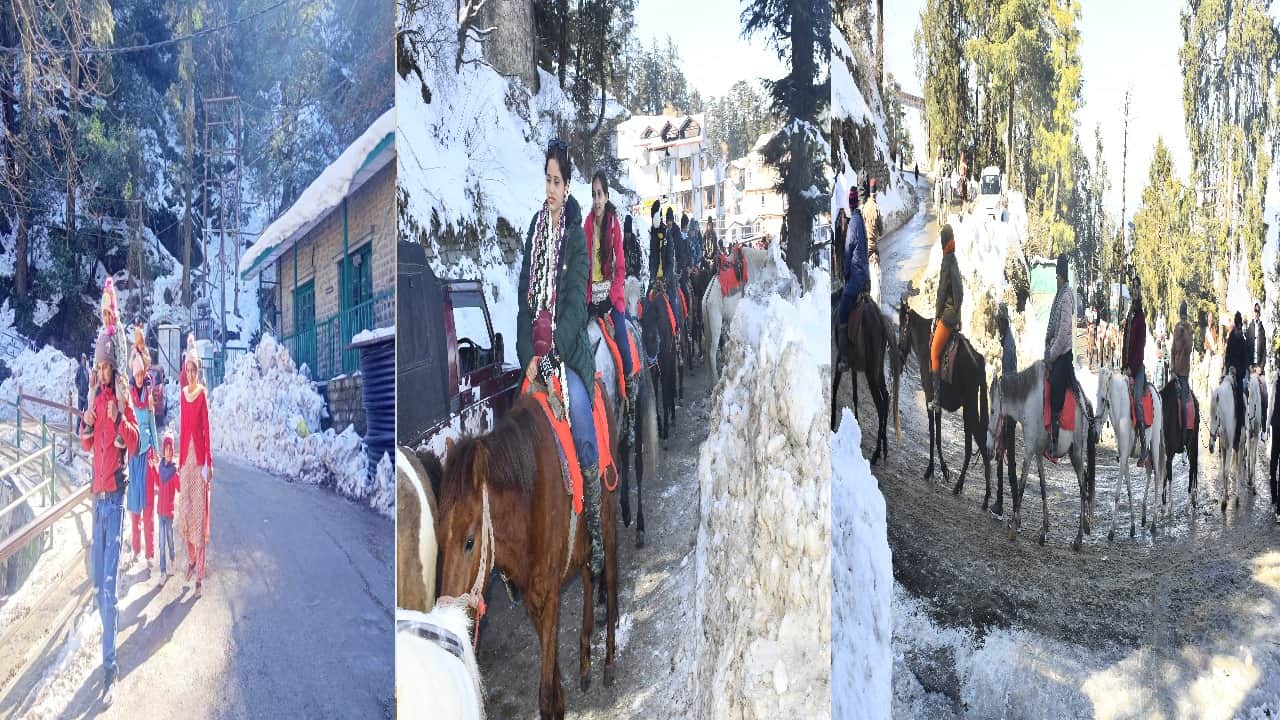 शिमला-कुफरी में उमड़े सैलानी।