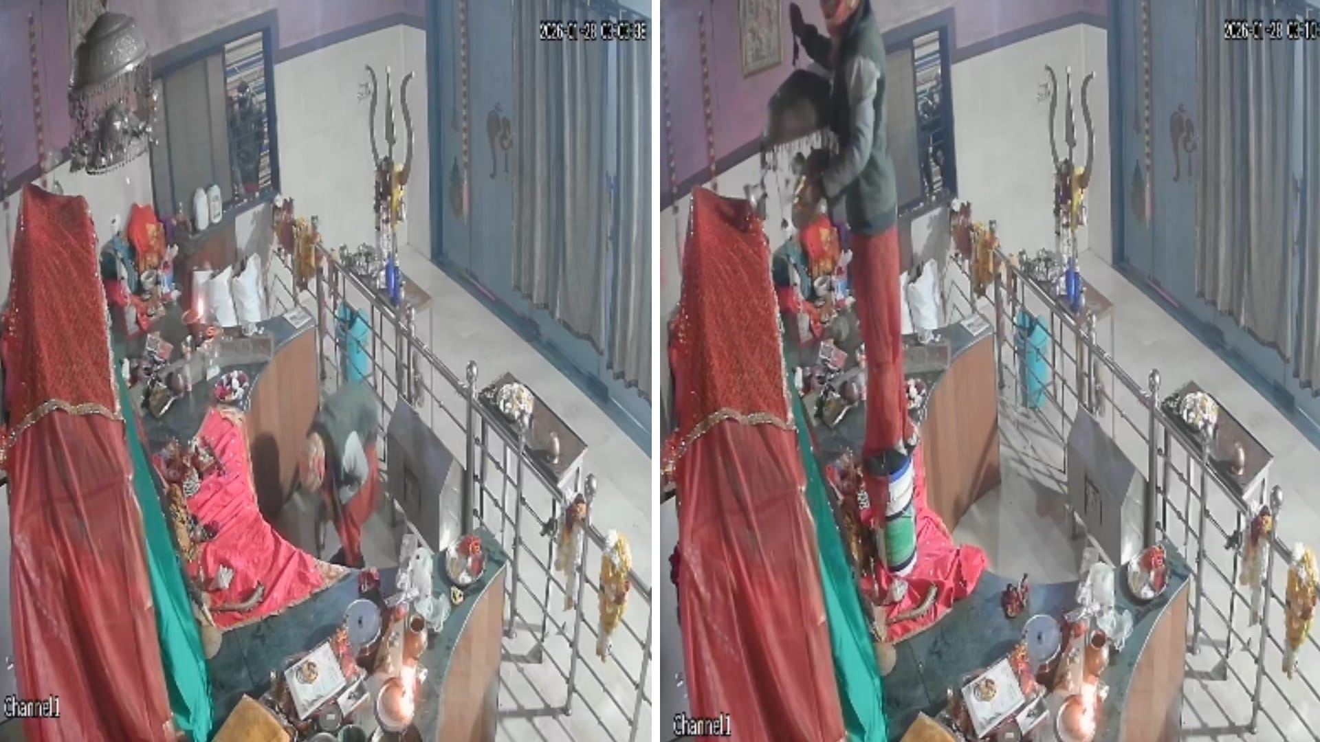 उज्जैन में चोरी से पहले माता की प्रतिमा को प्रणाम करता चोर