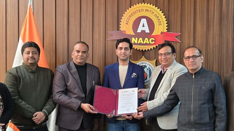 Acharya Praveen Chauhan was awarded a Ph.D. degree