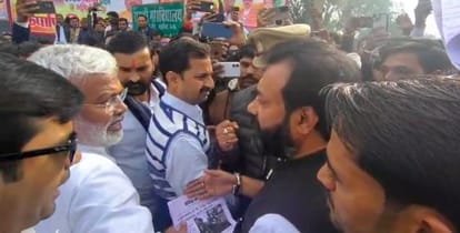 UP Mahoba Clash Minister pushes village heads slogans raised against political interference