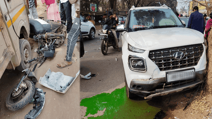 Police Car and Electric Scooter Collide in Violent Accident on Geedam Road