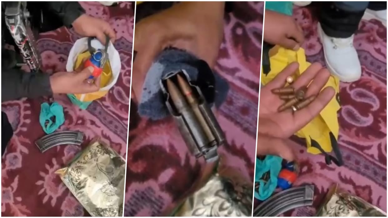 A magazine, grenade and cartridges were recovered from a terrorist accomplice in Shopian