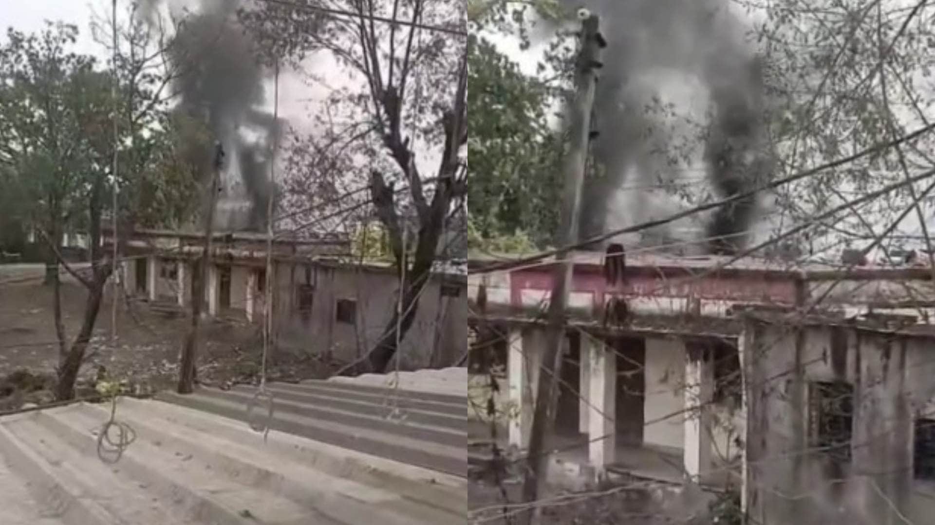 आगजनी के बाद उठता धुआं।