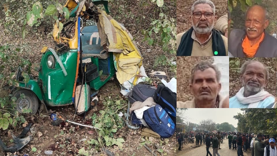 container truck Hits two auto-rickshaw in Agra Six people died including five pilgrims agra accident