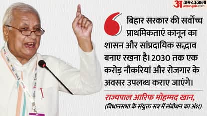 Bihar Budget Session: Governor Arif Mohammad Khan delivered his address on development, employment and Bihar