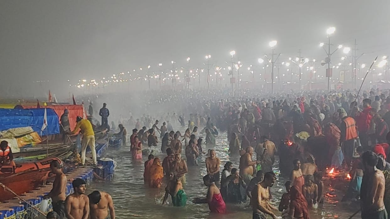 Weather: Dense fog and cold winds prevail during the Magh Mela.