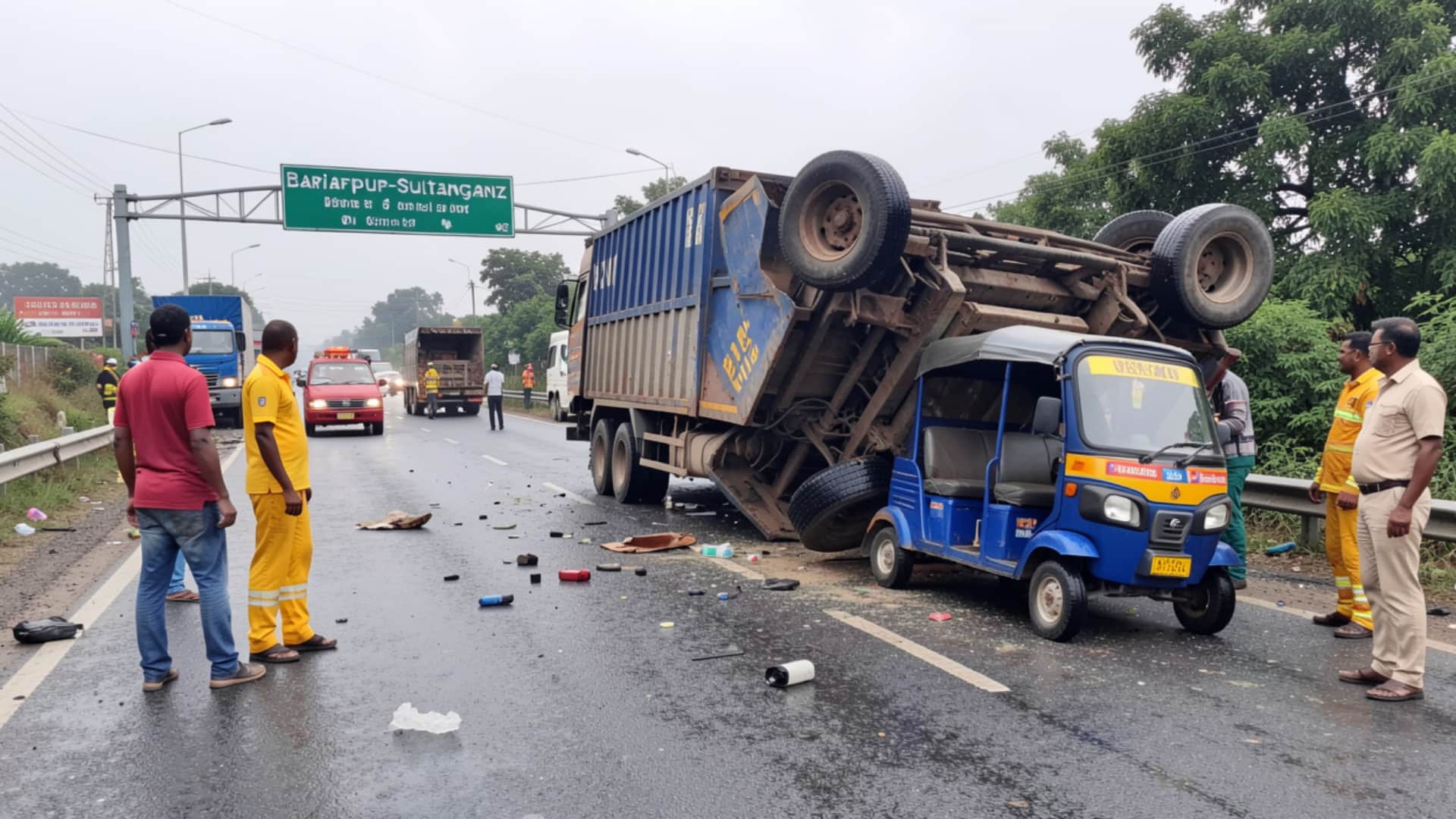 हाईवा ट्रक ने ई-रिक्शा को घसीटा (सांकेतिक)