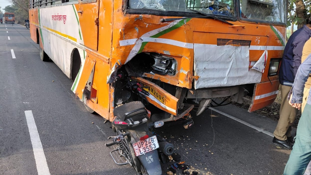 bike collided with roadways bus man dies in budaun