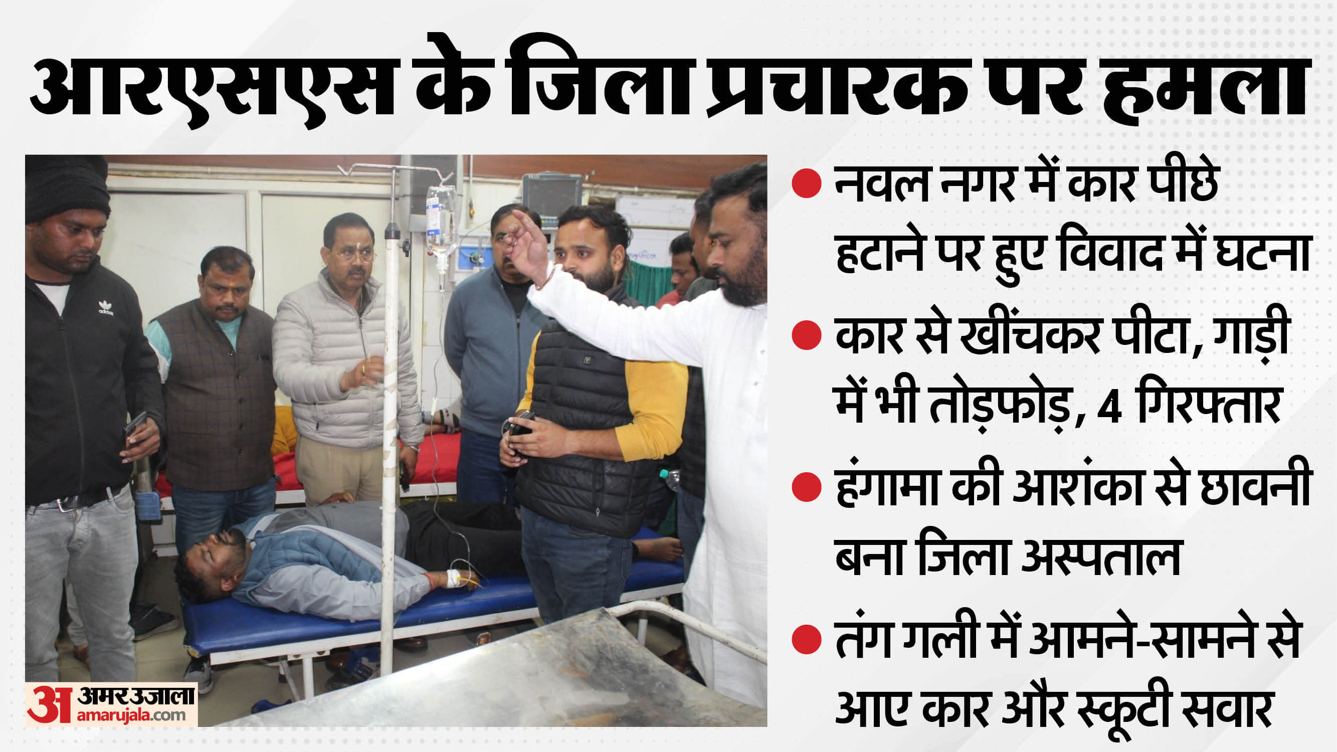 RSS district functionary was attacked, dragged out of his car and beaten In Hathras