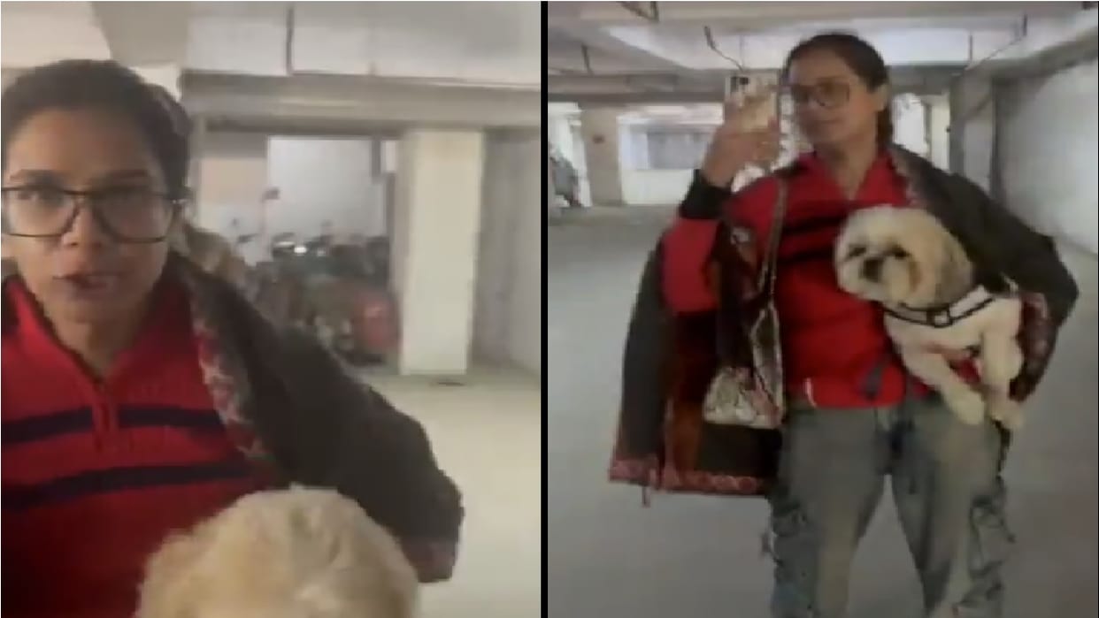 Controversy erupts over dog defecating in public place in greater noida