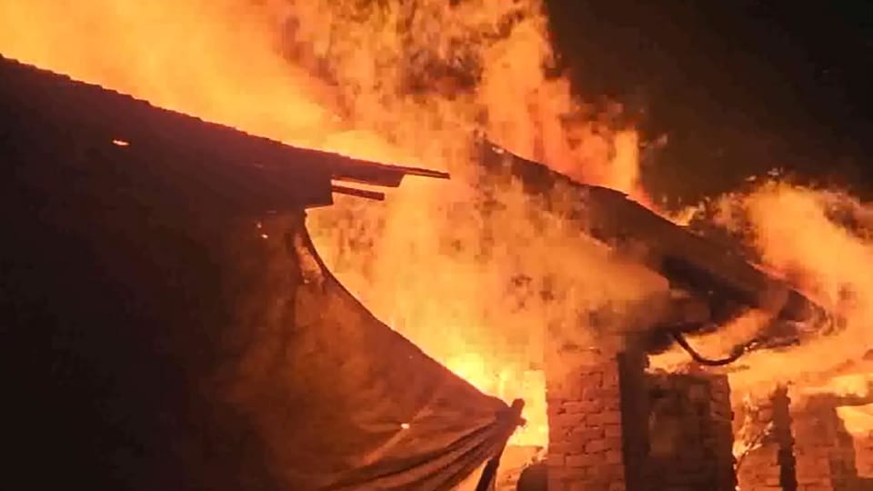 A fire broke out in cowsheds in Kehribal Anantnag Fire tenders are present at the spot and efforts are underwa