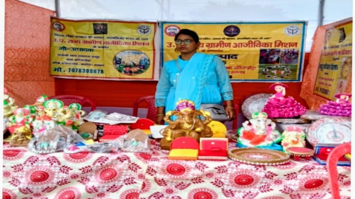 Sambhal, women income making idols, lamps, incense sticks, and other items from panchgavya
