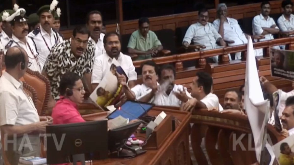 kerala assembly disrupted again udf walkout over sabarimala gold loss issue congress cpm
