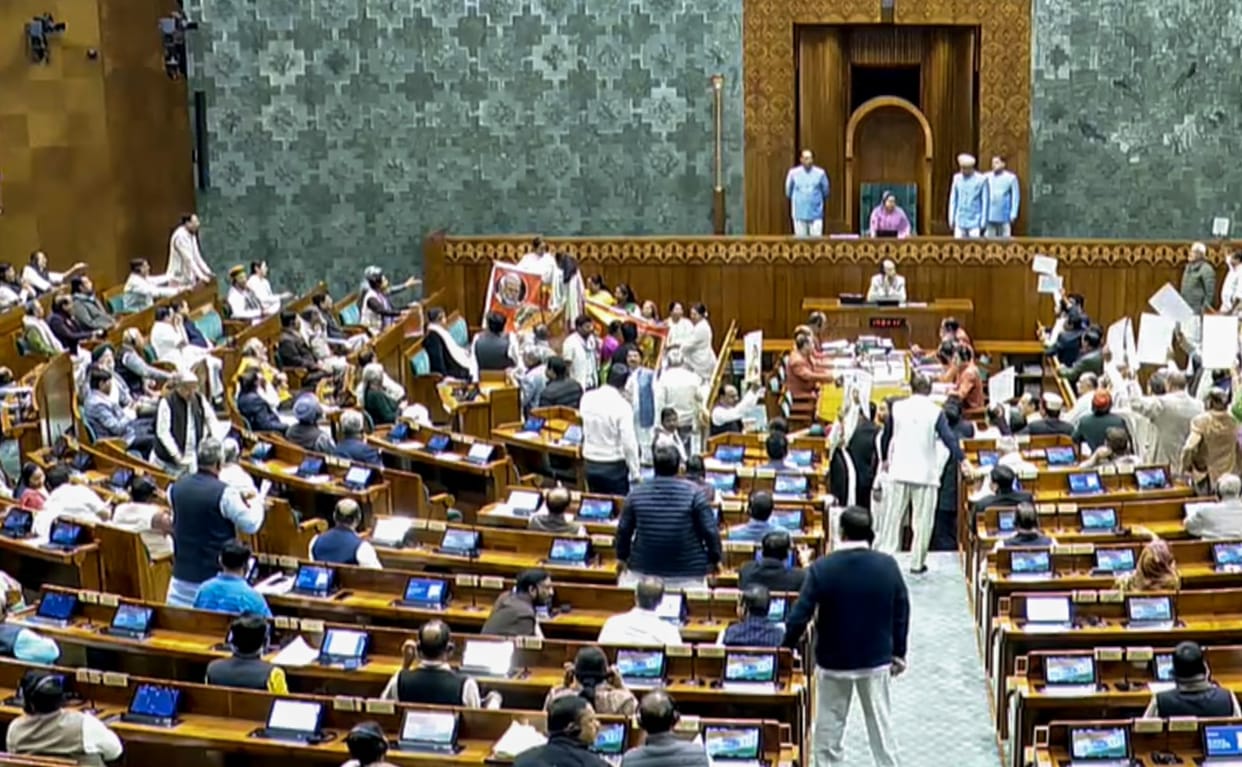 Why PM Modi Lok Sabha address postponed Female MPs approach treasury benches with banners claims BJP