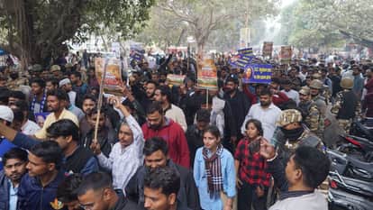 BHU Students marched demanding implementation of UGC regulations